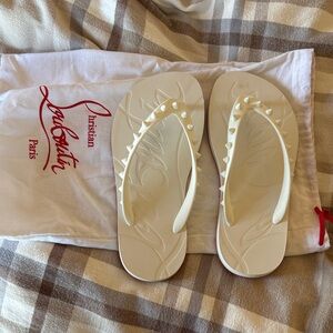 Christian Louboutin White Spiked Sandals